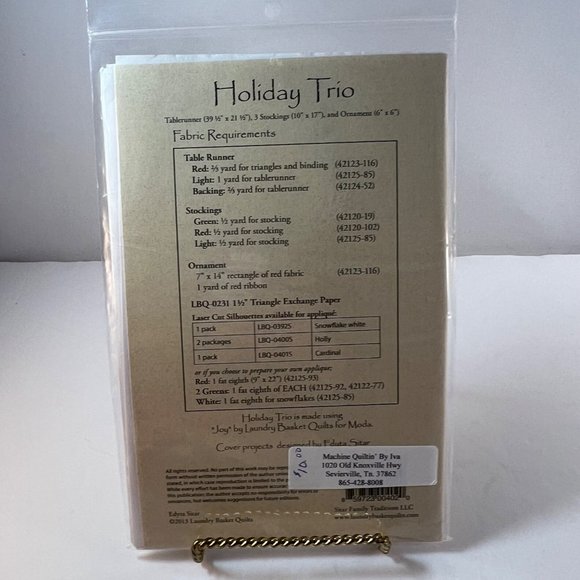 Laundry Basket Quilts Holiday Trio Pattern Table Runner Stockings Ornament - Picture 4 of 8